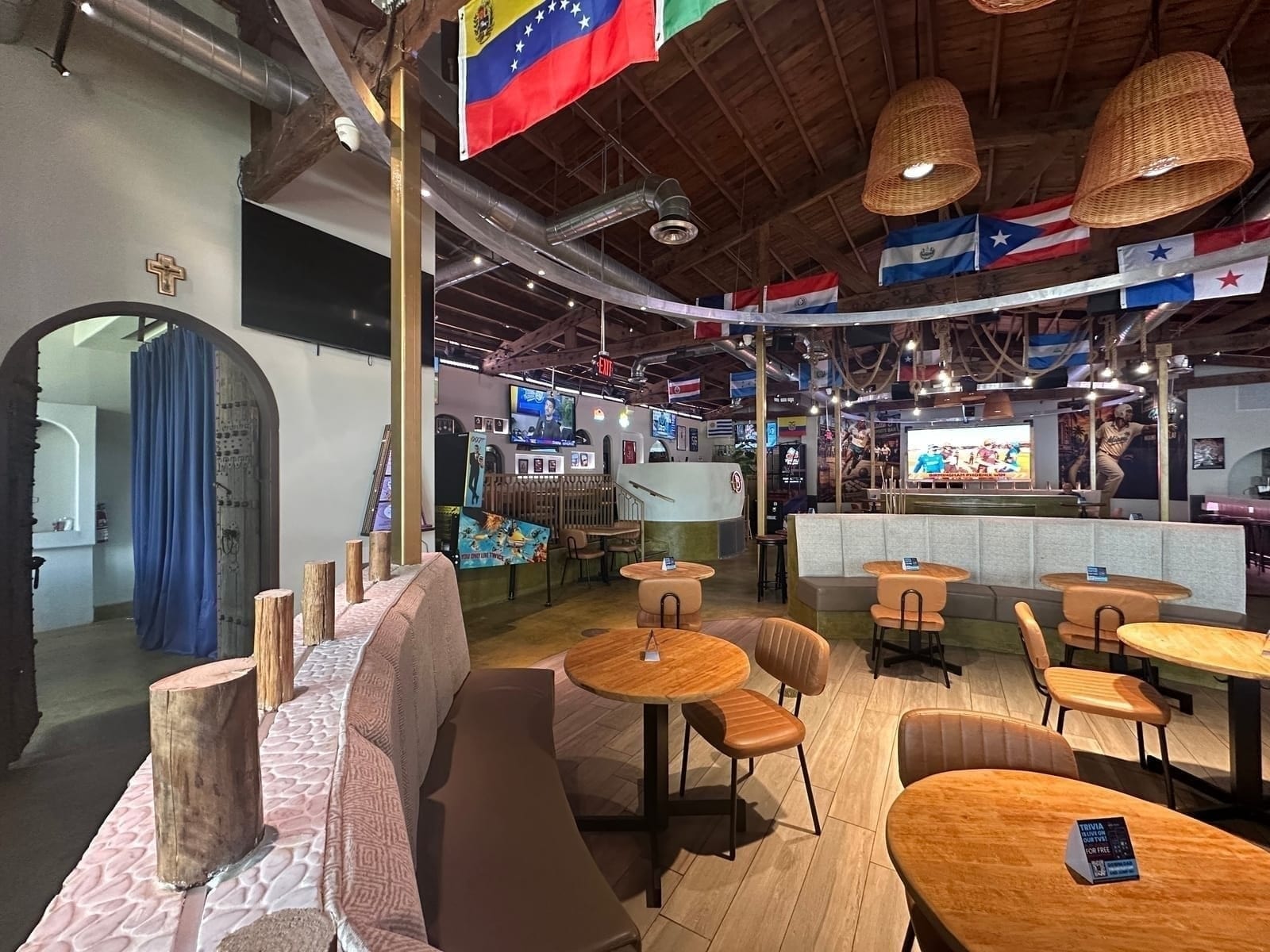 Booths under the flags at Calle 8